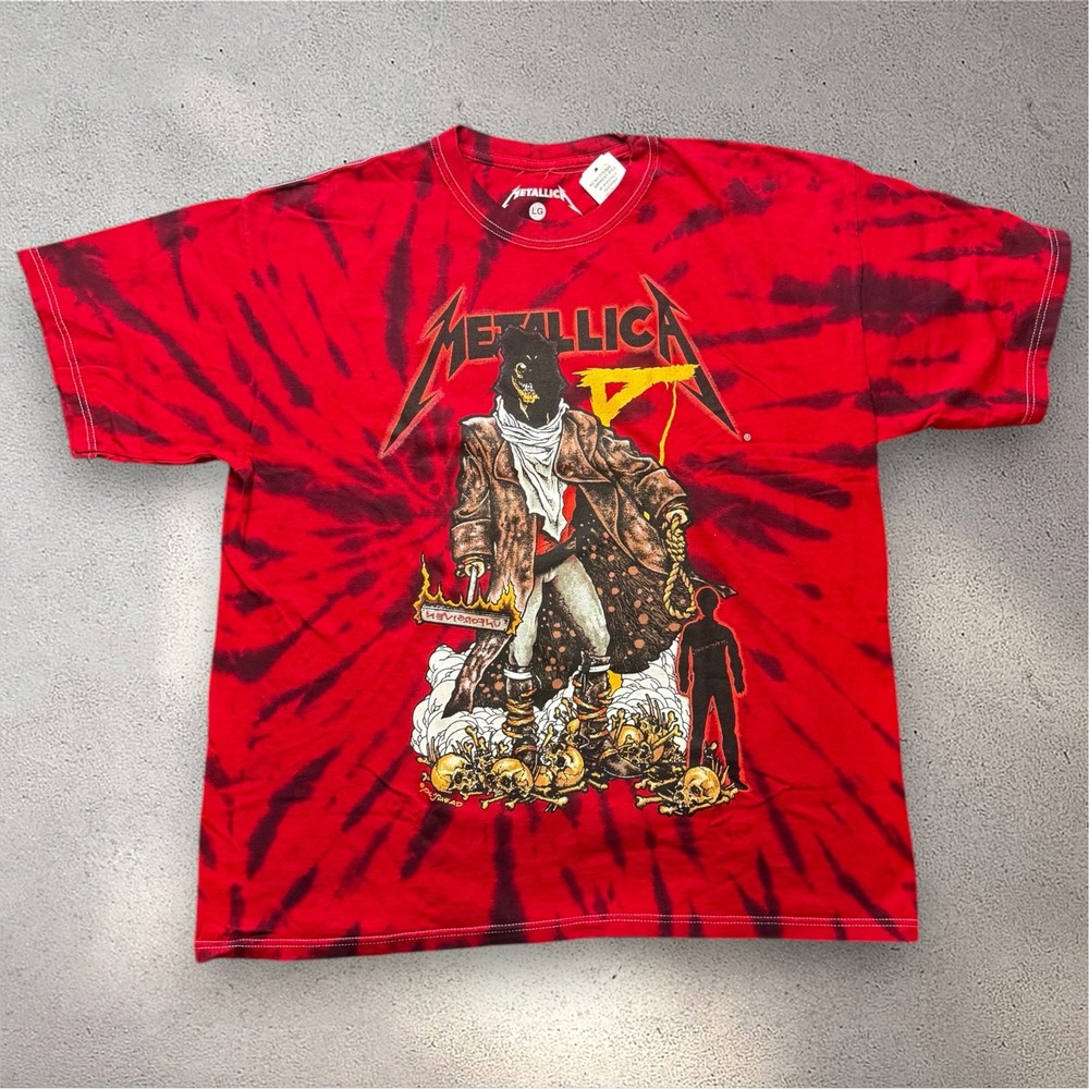 Metallica The Unforgiven Pushead Tie Dye Graphic T-Shirt Red Mens Large 60040472